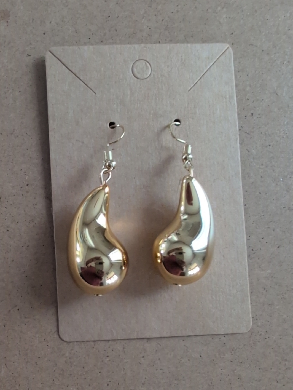 Gold Teardrop Sculpted Dangle Earrings